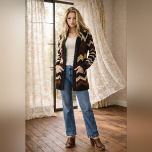 Missoni for Target Chevron Cardigan Sweater Size Medium | Long Open Front Knit |